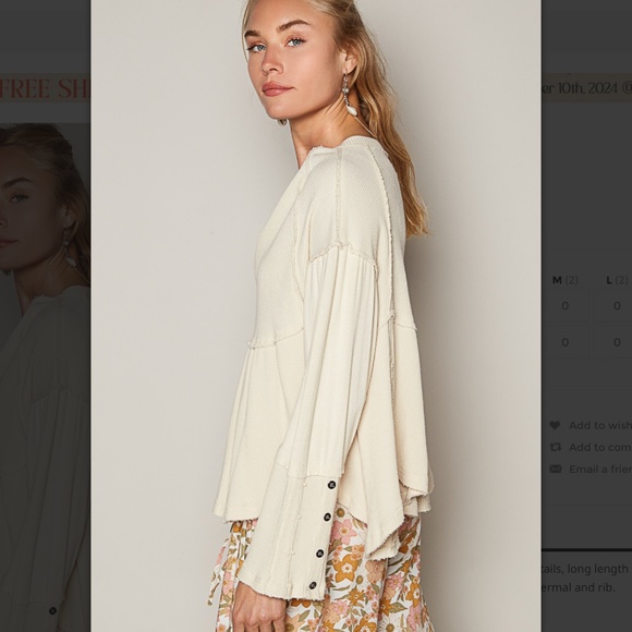 POL Cream Button-Detail Top NWOT - Picture 3 of 6